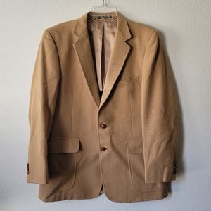 Anthony Alexander Camel Hair Wool Blend Suit Jacket Tan Beige